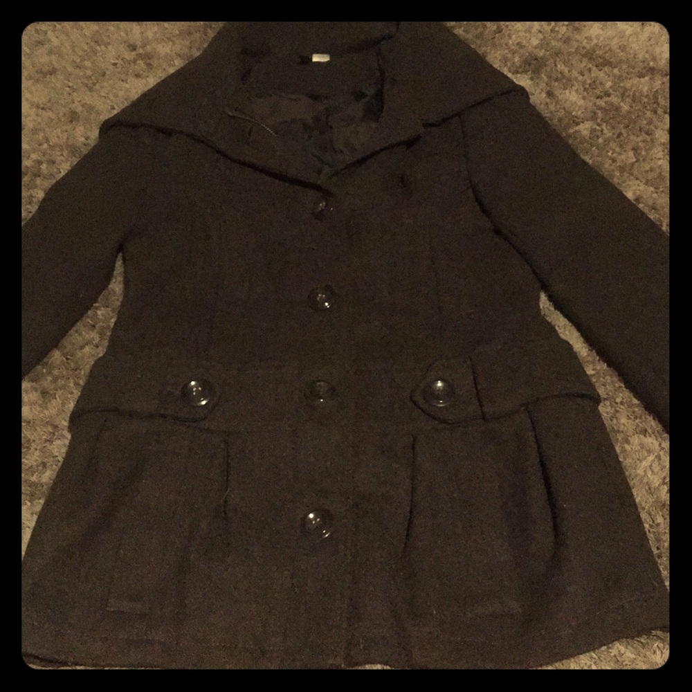 H&M Dark Brown Wool Peacoat